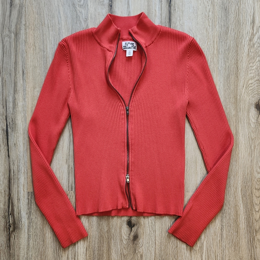 Vibrant Red Women's Full Zip Cardigan / Future Collective
